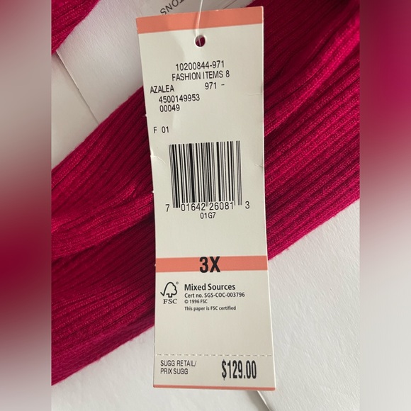 NWT Jones New York Plus Women’s Open Front Sweater in Azalea size 3X - Picture 3 of 6